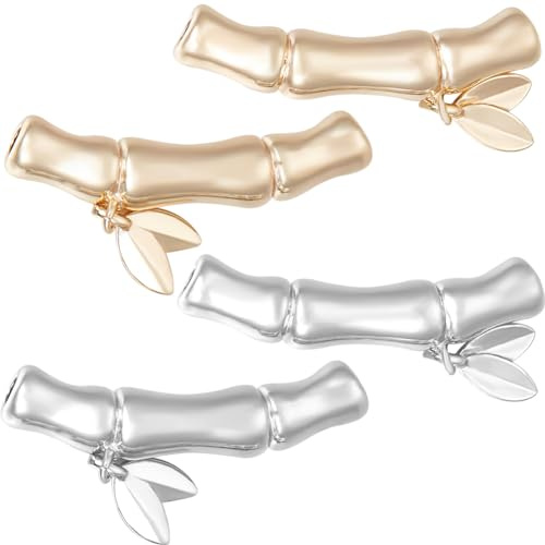 Beebeecraft 1 Box 6 Stück 2 Farbige Bambusperlen 18 Karat Gold Platiniert Pflanze Lange Röhre Blatt Abstandshalter Perlen Kunsthandwerk Schmuckperlen Für Halskette Ohrringe Schmuckherstellung