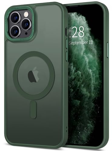 Hython Case for iPhone 11 Pro Max Case Magnetic Translucent Matte Phone Cases 6.5 [Compatible with MagSafe] Thin Slim Fit Shockproof Bumper Hard Protective Cover for Women Men Girls, Dark Green