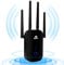 WLAN Verstärker, WLAN Repeater mit 1200 Mbps, WiFi Extender Booster, Dual-Band 2.4GHz & 5.8GHz, Internet Verstärker mit externen 4 * 3dBi Dual-Band-Antennen, Internet Booster bis zu 3000 qm (schwarz)