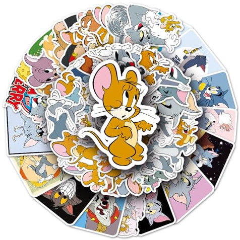 50pcs Tom and Jerry Aufkleber, Wasserfeste Vinyl Stickers, Leicht Aufzutragen und Abzuziehen