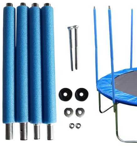 Monozoz Trampolin Netzstangen Komplett Set 4 Stück, Ersatzstangen Für Trampolinnetze,Robuste Trampolinstangen Aus Schaumstoff, Gehäuse Gerades Rohr, Stahlstangen Mit Schrauben, Trampolin Ersatzteile, MLPE581R637NVGM27J