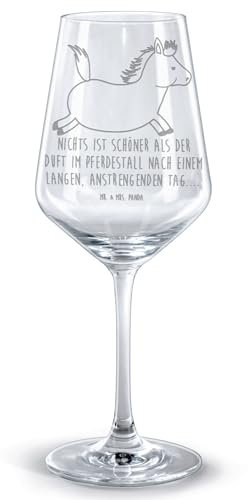 Mr. & Mrs. Panda Rotweinglas Pferd Springen - Geschenk, Reiten, weingläser graviert, Stall, Pferdestall, Bauernhof, gravierte rotweingläser, Weinglas, Pony, Pferde