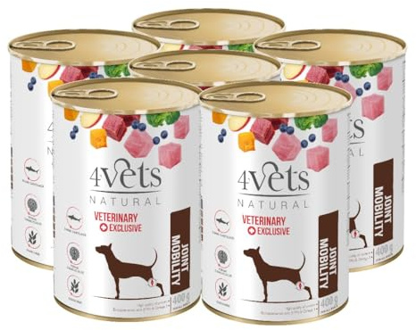 WESTHO 4Vets Joint Mobility Premium 6 x 400 g Nassfutter für Hunde mit Gelenkproblemen | Getreidefrei | Hochwertige Proteine | Hundefutter nass von Tierärzten