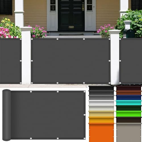 Sonnensegel Wasserdicht Rechteckig 1.2 x 5 m Wasserdicht Garden Schattiernetz Uv-Schutz 98% Reißfest, Ohne Bohren, inkl Seil für Garten Terrasse Camping Balkon Outdoor, Dunkelgrau