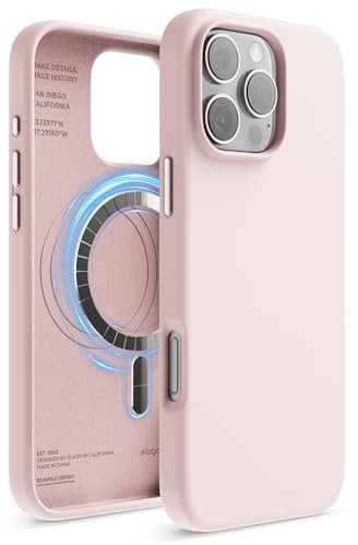 elago Magnetic Silicone Case Compatible with iPhone 16 Pro Max Case 6.9 Inch Compatible with All MagSafe Accessories - Built-in Magnets, Soft Grip Silicone, Shockproof (Lovely Pink)