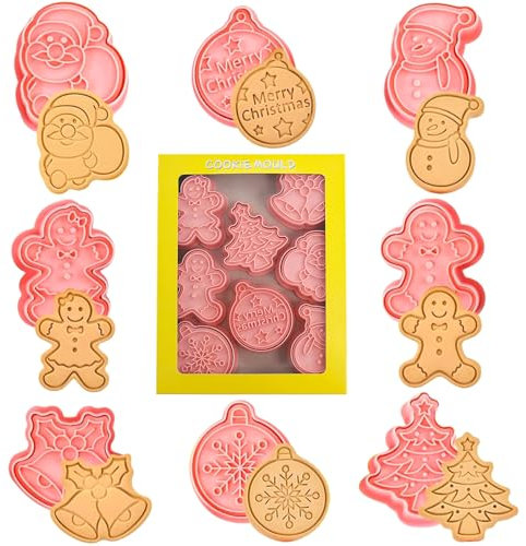 YUANHEHE Juego de cortadores de galletas 3D para Navidad, juego de moldes para galletas y pan, decoración de tartas, cumpleaños infantiles, fiestas de bricolaje (MC1)
