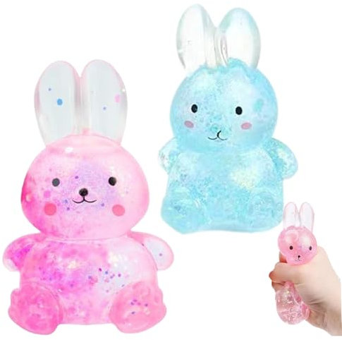 SWEETBIUTI Zuckerball Glitzer Kaninchen Zuckerball Zappeln weiche und formbare 2pcs Stressbällchen für Erwachsene Kinder Stressspielzeug entspannende sensorische Zappel -Stress -Gel Stretch Ball