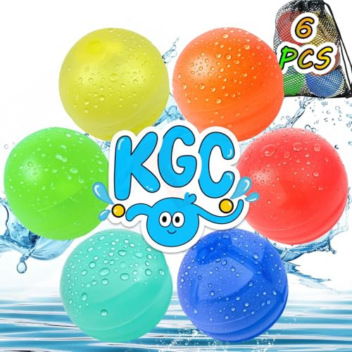 Wasserbomben Wiederverwendbar, 6 Stück Wiederverwendbare Wasserbomben, Reusable Water Balloons, Silikon Wasserballons Wiederverwendbar für Sommer, Pool, Strand, Garten, Outdoor und Party