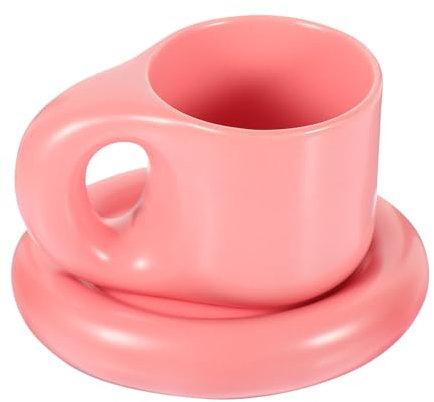 COLLBATH Satz Kaffeetassen Rosa 300ml mit Untertasse, aus Keramik