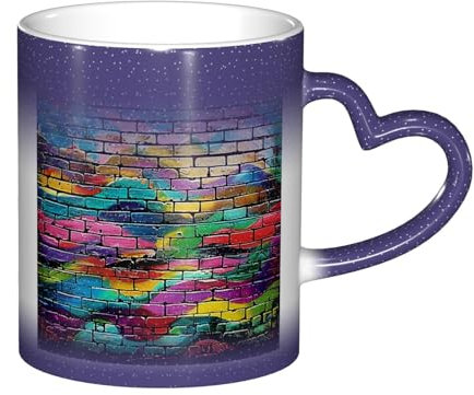 JTNWEC Tasse à café en céramique avec impression de briques colorées - 325 ml - Bleu
