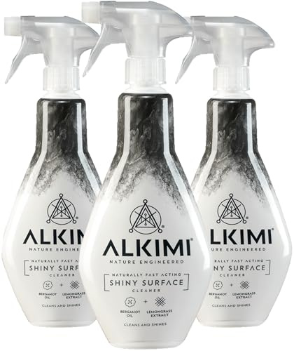 ALKIMI Shiny Surface Cleaning Spray, Pack of 3 – Powerful Cleaning, No Harsh Chemicals, with Natural Bergamot Oil & Lemongrass Extract