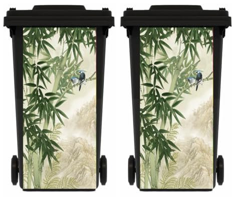 TGBYHU 2 Sheets Leaves Wheelie Bin Stickers, Multi-Size Dustbin Stickers, Self Adhesive Decal for Wheelie Bin, Garden, Indoor and Outdoor Decoration