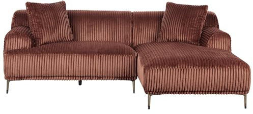 Corduroy Left Corner Sofa 3 Seater Jumbo Cord Brown Stenum