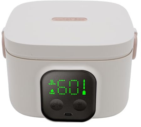 Caja de Almuerzo Eléctrico Inalámbrico para Bebé, Calentador de Alimentos Autoadeante de 8800 MAh con un Temporizador Inteligente, Calefacción Rápida de 25 W