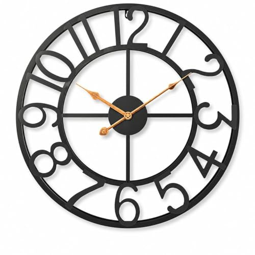 Pytha Sight Wanduhr Groß XXL 75 cm Modern Schwarz Metall, Lautlos | Groß Wanduhr Vintage Industrial Design mit Arabisch Ziffern, ohne Tickgeräusche, für Wohnzimmer, Küche, Heimdekoration