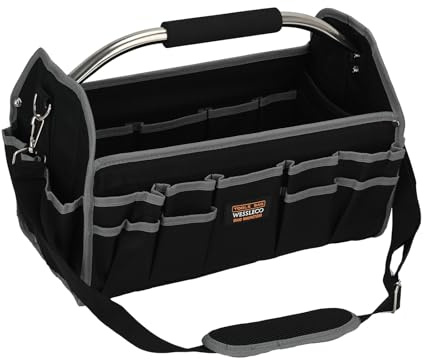 TMZDCJK Electrician Tool Bag Open Toolkit, Multi Pocket Organizer | Large Capacity with Sturdy Handle & Adjustable Shoulder Strap, Portable Tool Storage for Professionals, Gifts for Men