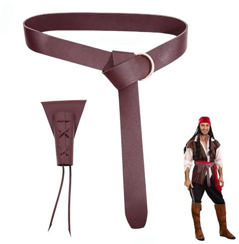 Mittelalter Gürtel Zubehör,Rittergürtel + Leder Schwert Holster für Cosplay | Wikinger Gürtel Vintage,Mittelalterlicher Säbelgürtel Für Halloween Cosplay Ritter Pirate Kostüm