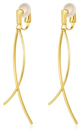 TOVABA Ohrclips Damen Ohne Ohrloch, Bequeme Clip Ohrringe Mit Weichen Gummipolstern, Leichte Geometrische Form Hängend, Hypoallergen Modeschmuck Für Empfindliche Ohren