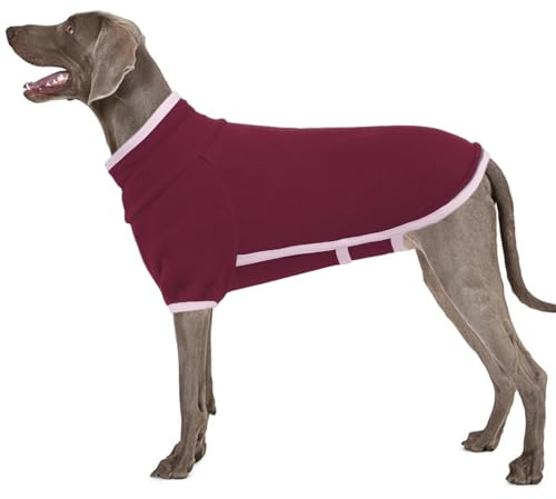 Winter Warmer Hundepullover Fleece, Weich Hundepulli Fleece Schlafanzug Hund Warme Winterkleidung mit Reflektierenden Streifen Uneingeschränkte Bewegungsfreiheit(Rot, 3XL)
