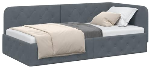 vidaXL Eckbettgestell Dunkelgrau 90 x 200 cm Samt