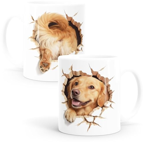 MoonWorks® Tasse für Golden Retriever-Halter Geschenk Hundebesitzer Tierfreunde Keramikbecher Vierbeiner Weiss standard