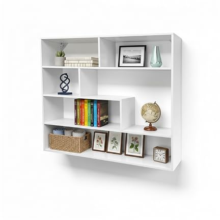 Baroni Home Libreria di Design Moderna, Scaffale Verticale a Zig Zag, Scaffale Porta Libri per Soggiorno Camera Ufficio, Montaggio Facile, 19.5x94x80 cm, 4 Livelli Bianco