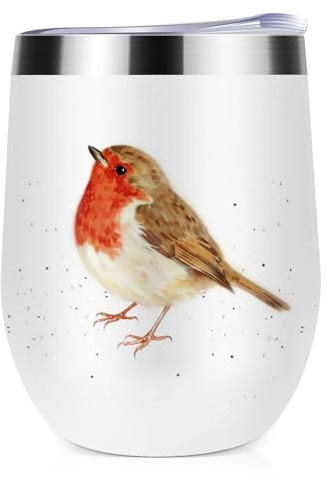 Robin Gifts Double-Walled Insulated Travel Tumbler with Lids for Women, Robin Stainless Steel Egg Cup, Friend Mugs for Women and Robins Enthusiasts, Perfect for Home, Office and Commuting