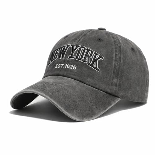 dalerno NEW YORK Kappe Dunkelgrau Dad Cap Herren Damen – Vintage Baseball Cap mit Stickerei EST. 1625 – Verstellbare Unisex Kappe Baumwolle Retro Look Freizeit Cap Urlaub Streetwear Geschenkidee