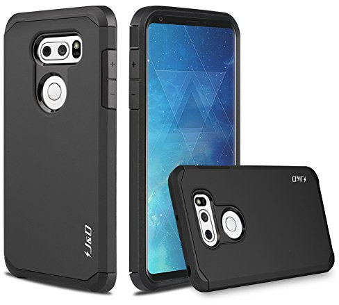J&D Compatible pour Coque LG V30, [ArmorBox] [Double Couche] Coque de Protection Robuste Antichoc et Hybride pour LG V30 - Noir