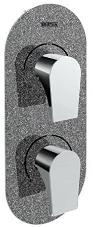 Bristan MHOU SHCDIV GG Glisten Metallische Sanduhr, verdecktes Doppelregelventil und Umsteller, Chrom/Graphit