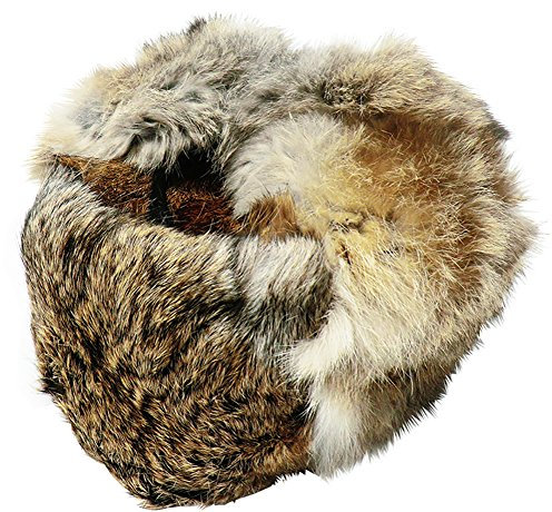 RUSSISCHE FELLMÜTZE GRAU/BRAUN KANINCHENFELL Wolle, SCHAPKA USCHANKA - Größen verfügbar: 61/62(Size XXL)