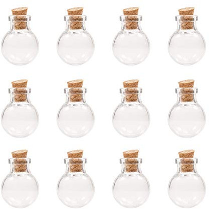 nbeads 100 Stück Klare Runde Glasflaschen, Mini-Wunschflaschen mit Korkstopfen, Fläschchen mit Perlen Für Kunst und Handwerk, Schmuck, Stränge, Insel, Hochzeitswünsche, Party-Gastgeschenke