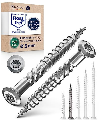 Terrassenschrauben 5x50 Edelstahl A2 Linsenkopfschrauben Torx Schrauben 5mm stark 25 Stück Holzschrauben Torx 50mm lang Edelstahlschrauben Holz