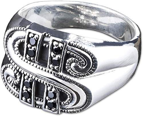 viva adorno Herren Ring Dollarzeichen Zirkonia schwarz Daumenring Dollar 925 Sterlingsilber SR30, Gr. 65