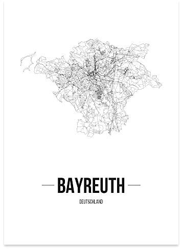 JUNIWORDS Stadtposter - Wähle Deine Stadt - Bayreuth - 30 x 40 cm Poster - Schrift B - Weiß