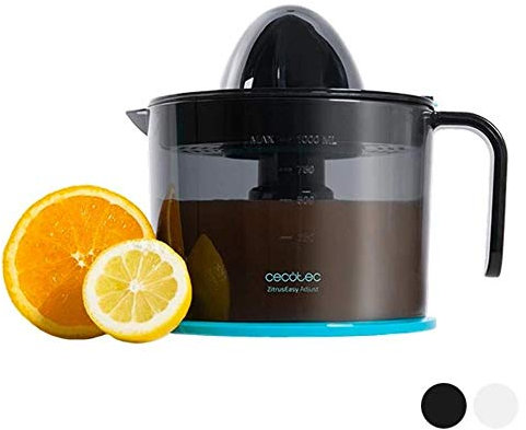 Cecotec Elektrische Zitrus-Saftpresse ZitrusEasy Adjust Black, Fruchtfleischregulierung, 2 Links-,Rechtsrotierende Presskegel, TropfStop, spülmaschinenfest, BPA-frei, 40W