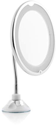 InnovaGoods LED Magnification Mirror with Flexible Arm and Mizoom Suction Cup, Diameter Approx: 20 cm