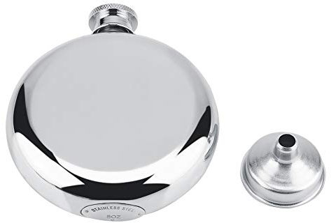 Raguso Stainless Steel Hip Flask 5oz/150mL Portable Pocket Whiskey Flask Wine Beverage Liquor Cafe Bottle Silver Classic Flagon With Funnel for Traveling Climbing Camping Hiking