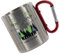 CreaLuxe Edelstahltasse mit Karabiner - Leg dich niemals mit einem Dorfkind an - wir kennen Plätze - 330ml, Tasse bedruckt, Kaffeetasse, Bürotasse, Metalltasse mit Name