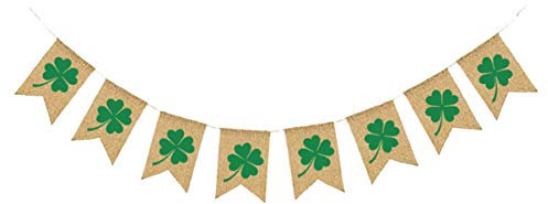 SOIMISS Mantel Garland Rustic Bunting Decor Burlap Pennant Banner Fireplace Hanging Decor St Patricks Day Decorations Fireplace Decor St Patrick's Day Decoration Ideas Window String Flag