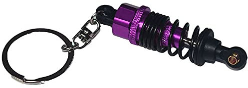 ihreesy Stoßdämpfer Schlüsselanhänger,Feder Aluminiumlegierung Schlüsselhalter Kreativ Schlüsselring Schlüssel Organizer Auto Schlüsselanhänger Zubehör mit Schraubenfeder,Lila