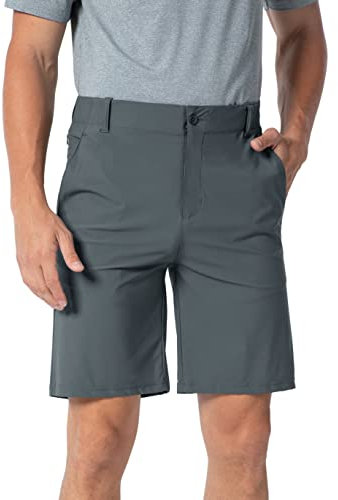 YSENTO Mens Outdoor Hiking Golf Shorts Lightweight Quick Dry Stretch Walking Camping Shorts(Grey,36)