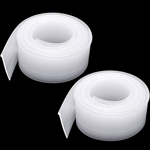 2 Roll Shower Door Bottom Seal Clear Shower Door Seal Silicone RV Shower Door Bottom Seal Shower Door Sweep Replacement Parts for Bathroom Kitchen, 74 Inches In Total