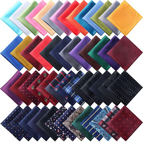 52 Pcs Silk Pocket Squares Mens Suit 9.06 Inch, Classic