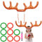 Aufblasbares Rentiergeweih-Spiel, Weihnachten Aufblasbares Ringwurfspiel, Rentier Geweih Ring Wurf Spiel, 2 Stück Aufblasbares Geweih mit 8 Ringe und 1 Luftpumpe, Weihnachten Kinder Ringwurfspiel
