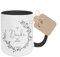 Manufaktur Liebevoll Dankeschön Tasse I beidseitig personalisierbar I Keramiktasse in schwarz weiß mit Blumenornament I Geschenkidee als Dankeschön I mit Geschenkanhänger (Motiv Danke)