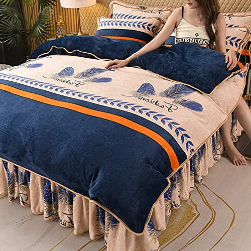 TGPOLI Winter BettwäSche-BettwäSche 180 X 200 cm Set-Winter-Flanell-Bettbezug, 4 StüCk, Weiche, Warme, Korallenrote Fleece-Decke, HäLt Warm, BettbezüGe, BettwäSche, Heimtextilien-Geschenke FüR MäNner
