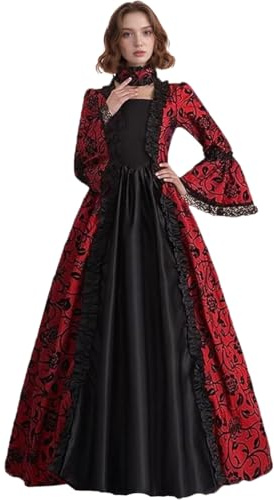 Viktorianisches Partykleid für Damen, mittelalterliches Swing-Abendkleid, formelles Outfit, Satin, ausgestellte Ärmel, Vintage-Cosplay-Kostüme