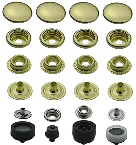 Ringfeder Druckknöpfe + passendes ISTA TOOLS Werkzeug kompatibel mit Prym Vario-Zange, Snaps Buttons Metallknöpfe rostfreie Knöpfe Ringfederverschluss (20 Stück - 15 mm)