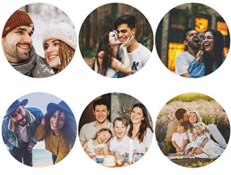 Personalisierter Foto-Untersetzer, individuelle Bierdeckel mit eigenem Foto/Text, Eigenen Schreibtisch-Untersetzer-Set selbst gestalten, Geschenk für Geburtstag Jahrestag (Rund, 6er Set)